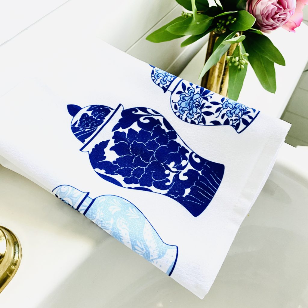 True Blue Ginger Jar Towel Abigail Christine Design