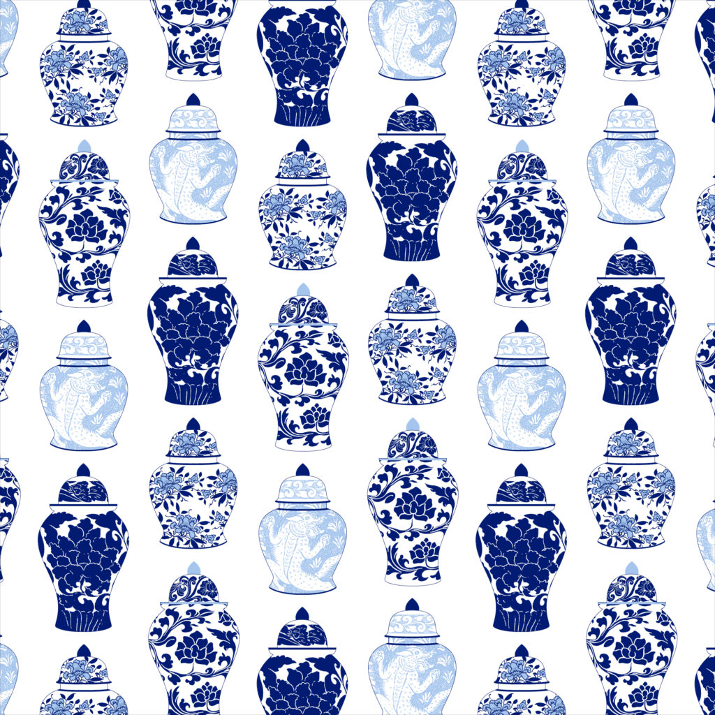 Blue Ginger Jar Gift Wrap - Abigail Christine Design